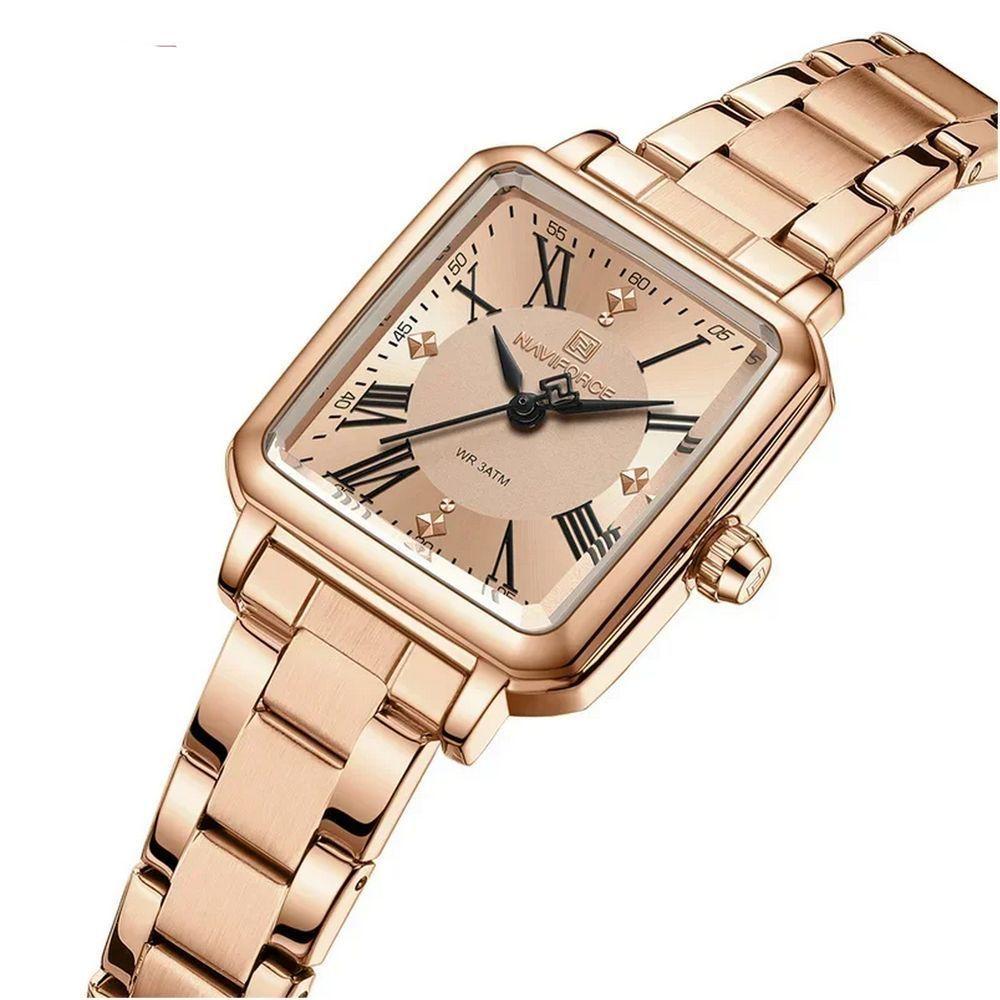 Relógio Feminino Design Sofisticado Quartzo Em Aço Inoxidável À Prova Da Água Casual Rose - 2