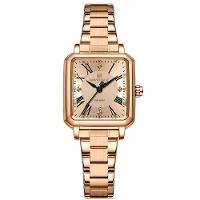 Relógio Feminino Design Sofisticado Quartzo Em Aço Inoxidável À Prova Da Água Casual Rose - 1