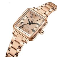 Relógio Feminino Design Sofisticado Quartzo Em Aço Inoxidável À Prova Da Água Casual Rose - 2