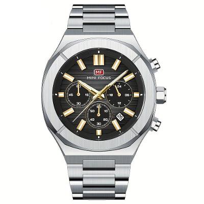 Relógio De Quartzo Multifuncional Para Homens Com Pulseira Em Aço Inoxidável Aço Preto