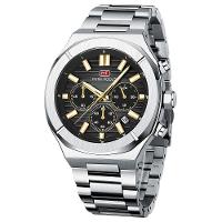 Relógio De Quartzo Multifuncional Para Homens Com Pulseira Em Aço Inoxidável Aço Preto - 2