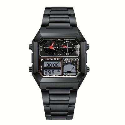 Relógio Digital Masculino Design Clássico Duplo Display Em Aço Inoxidável 3atm Preto
