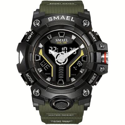Relógio Esportivo Masculino Digital Dual Display Mostrador Luminoso À Prova Da Água Verde