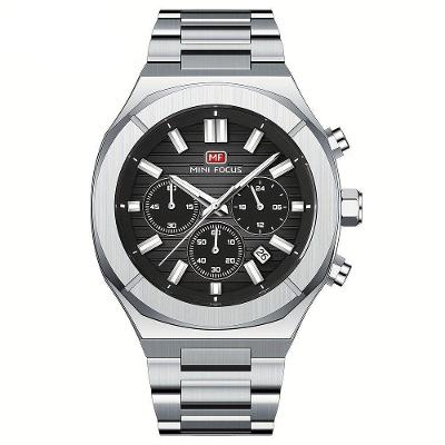 Relógio De Quartzo Multifuncional Para Homens Com Pulseira Em Aço Inoxidável Prateado