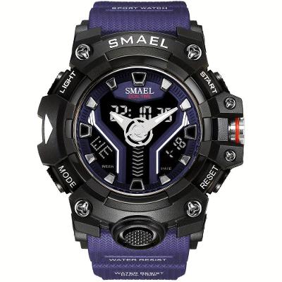 Relógio Esportivo Masculino Digital Dual Display Mostrador Luminoso À Prova Da Água Azul