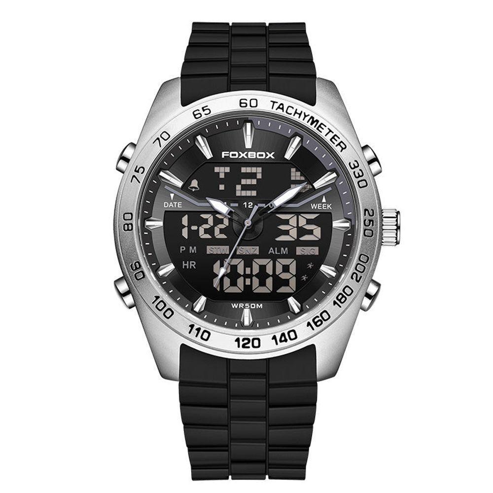 Relógio Masculino Digital Com Duplo Display Luminoso Design Esportivo Impermeavel Prata - 1