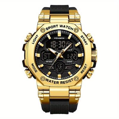 Relógio Masculino Display Luminoso Multifuncional Esportivo Pulseira De Silicone Dourado