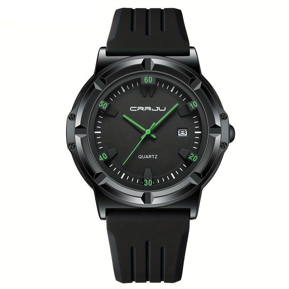 Relógio Analógico De Quartzo Com Pulseira Em Silicone Design Esportivo Verde Escuro - 1