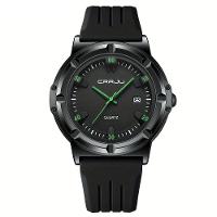 Relógio Analógico De Quartzo Com Pulseira Em Silicone Design Esportivo Verde Escuro - 1