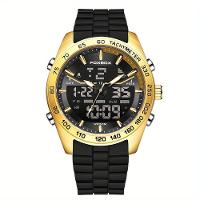 Relógio Masculino Digital Com Duplo Display Luminoso Design Esportivo Impermeavel Dourado - 1