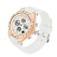 Relógio Mostrador Duplo De Quartzo, Alarme, Cronógrafo E Cronógrafo Branco - 1