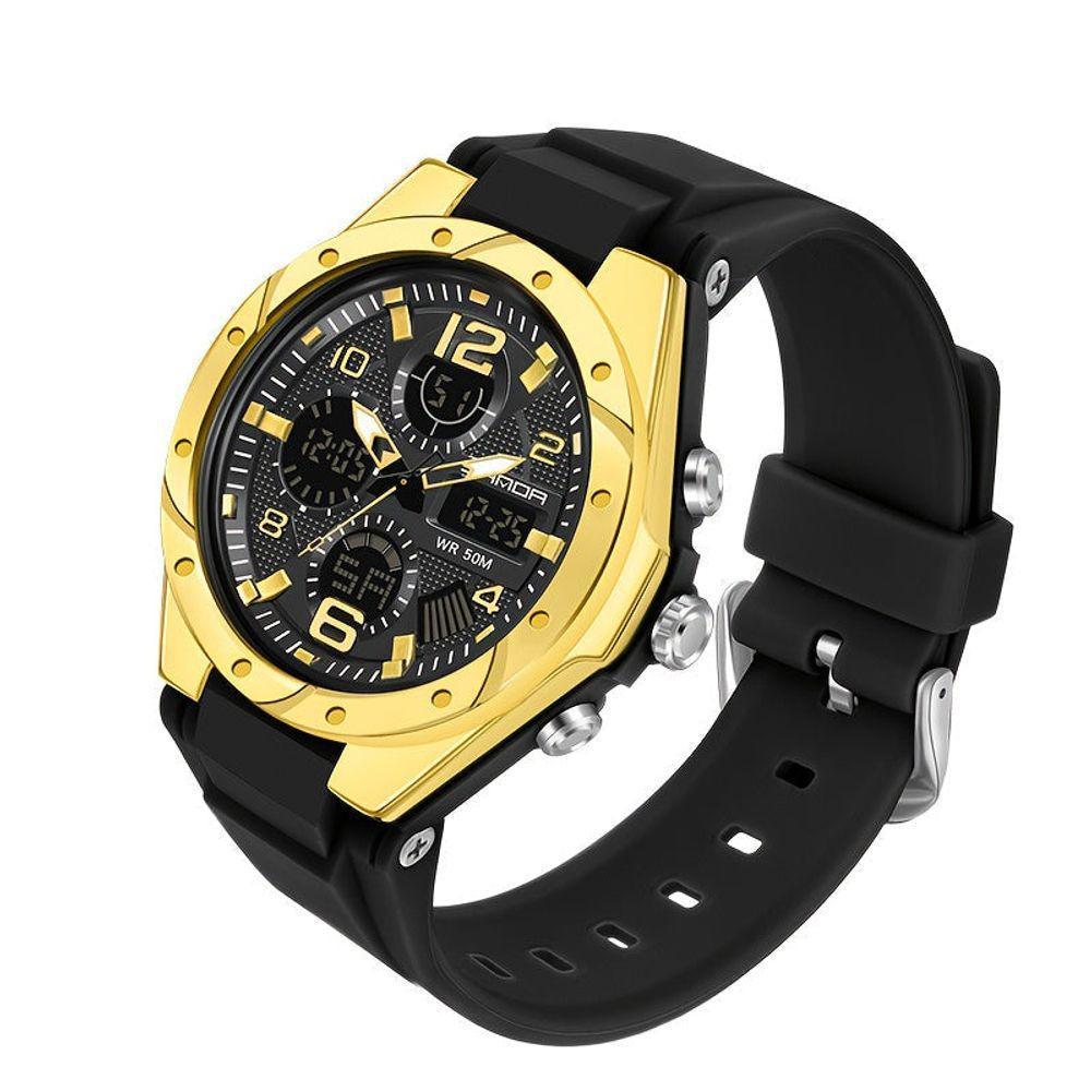 Relógio Mostrador Duplo De Quartzo, Alarme, Cronógrafo E Cronógrafo Amarelo - 1