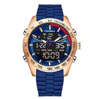 Relógio Masculino Digital Com Duplo Display Luminoso Design Esportivo Impermeavel Rosa Azul - 1