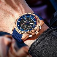 Relógio Masculino Digital Com Duplo Display Luminoso Design Esportivo Impermeavel Rosa Azul - 2