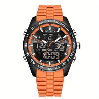 Relógio Masculino Digital Com Duplo Display Luminoso Design Esportivo Impermeavel Laranja - 1
