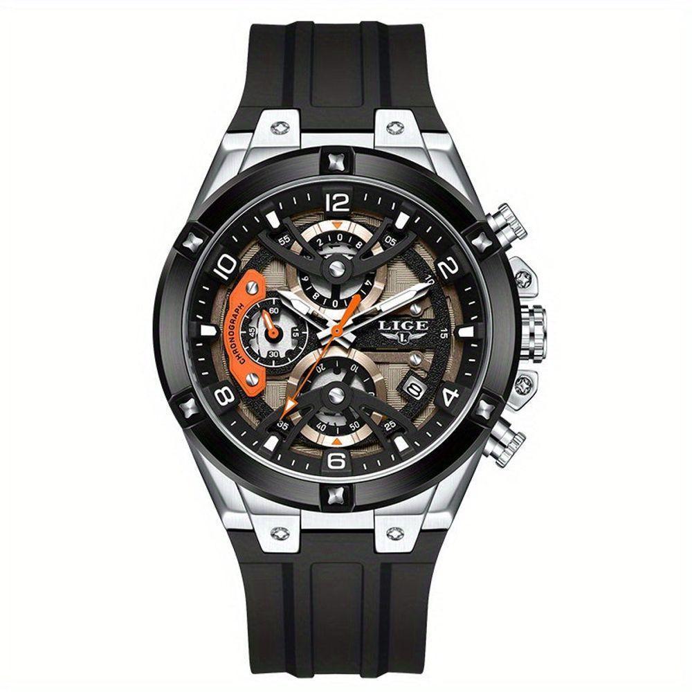 Relógio Esportivo Masculino Com Cronógrafo Movimento Quartzo Resistente Até 3atm Prata - 1