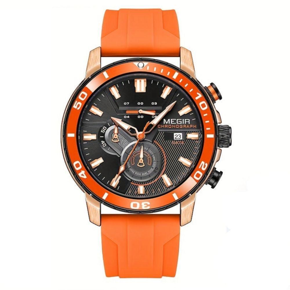 Relógio Esportivo Estilo Casual Pulseira De Silicone Resistente à água 3atm Laranja - 1