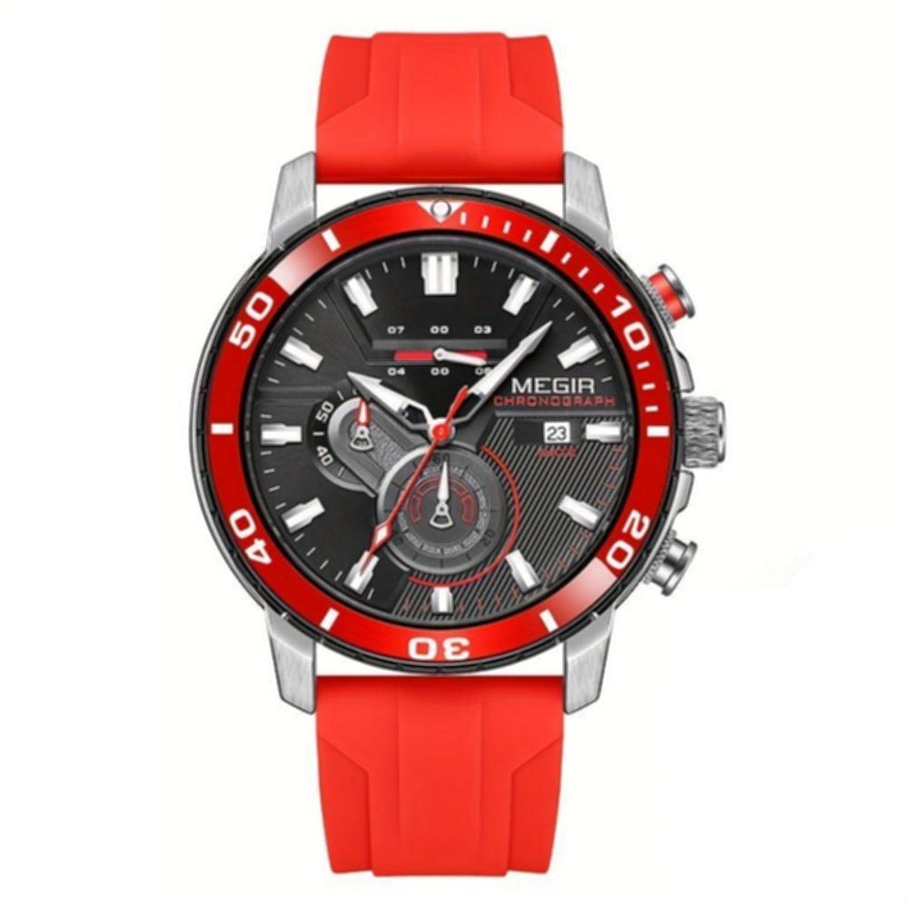 Relógio Esportivo Estilo Casual Pulseira De Silicone Resistente à água 3atm Vermelho - 1