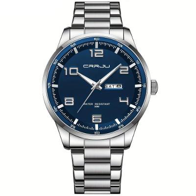 Relógio Masculino Pulseira Em Aço Inoxidável Movimento Quartzo Analógico Azul Prateado