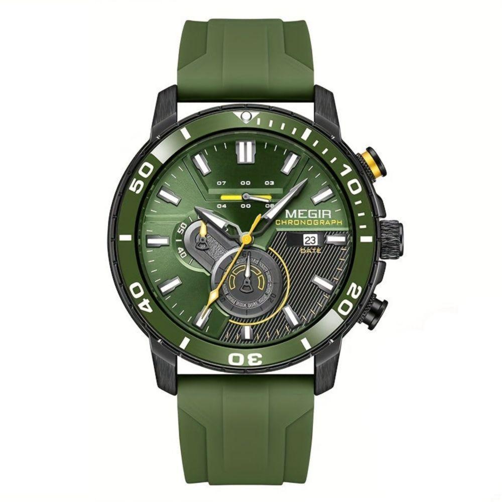 Relógio Esportivo Estilo Casual Pulseira De Silicone Resistente à água 3atm Verde - 1
