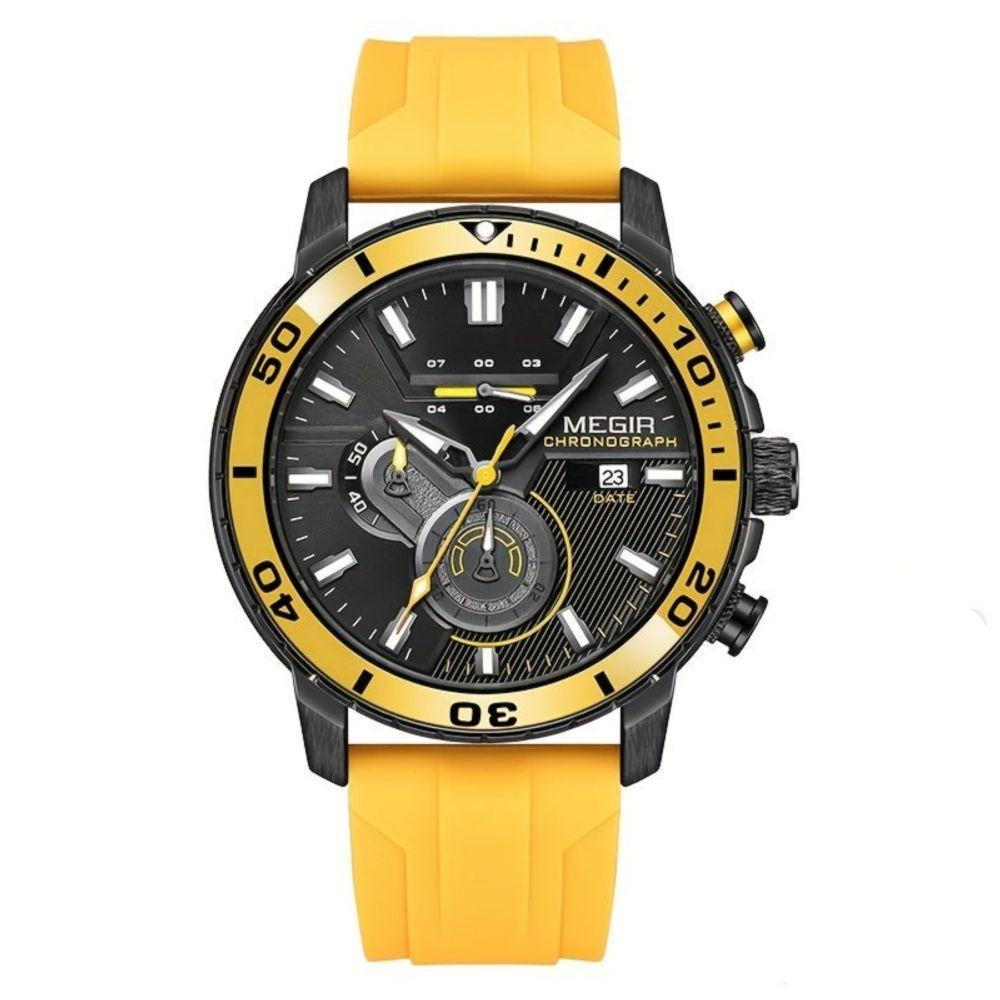 Relógio Esportivo Estilo Casual Pulseira De Silicone Resistente à água 3atm Amarelo - 1