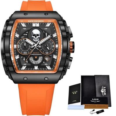Relógio 9112 De Silicone Impermeável Masculino, Militar, Esporte Laranja