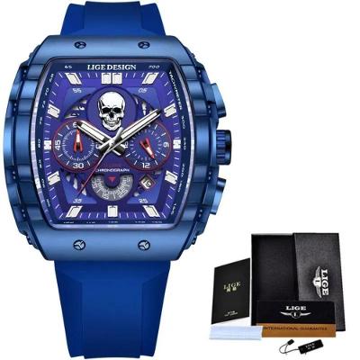 Relógio 9112 De Silicone Impermeável Masculino, Militar, Esporte Azul