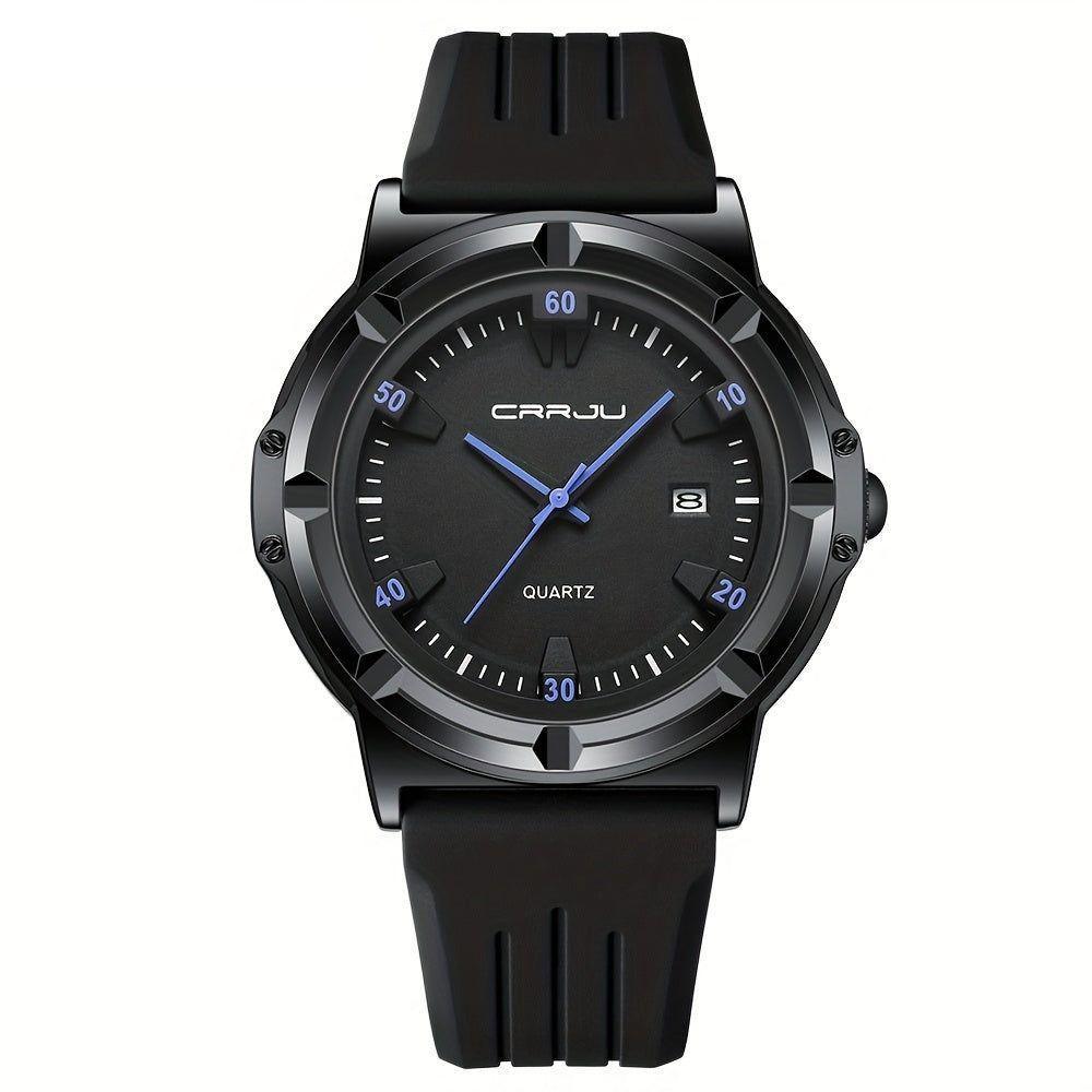 Relógio Analógico De Quartzo Com Pulseira Em Silicone Design Esportivo Azul - 1