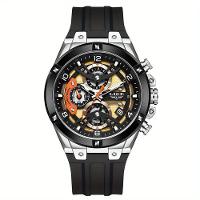 Relógio Esportivo Masculino Com Cronógrafo Movimento Quartzo Resistente Até 3atm Preto Dourado - 1