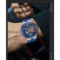 Relógio Esportivo Masculino Com Cronógrafo Movimento Quartzo Resistente Até 3atm Azul - 3