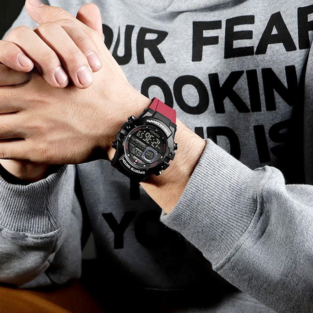 Relógio Multifuncional Masculino Digital Design Esportivo A Prova D´agua 3atm Vermelho - 4