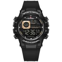 Relógio Multifuncional Masculino Digital Design Esportivo A Prova D´agua 3atm Preto Rose - 1