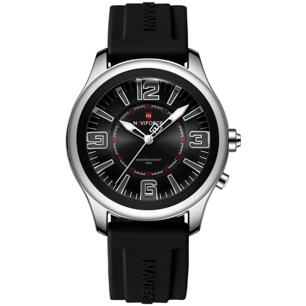 Relógio De Quartzo Masculino Mostrador Simples Casual 30m à Prova D'água Preto Prata - 1