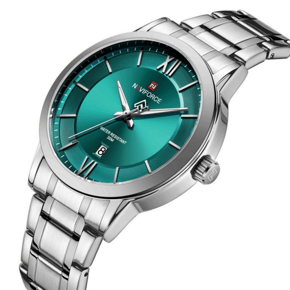 Relógio De Quartzo Masculino Pulseira Em Aço Inoxidável 3atm à Prova D´agua Azul Celeste - 2