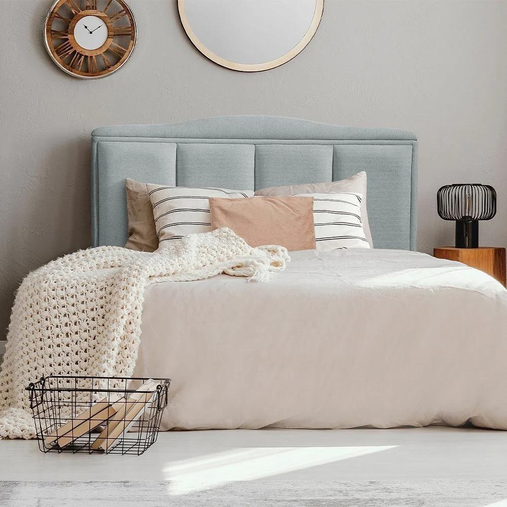 Cabeceira King Estofada Paris 195cm Design Clássico Linho Cinza - 1