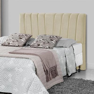 Cabeceira King Estofada Americana Premium 195cm Veludo Bege