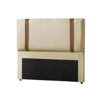 Cabeceira Casal Estofada Zeus 140cm Com Cintos De Couro Veludo Bege - 2