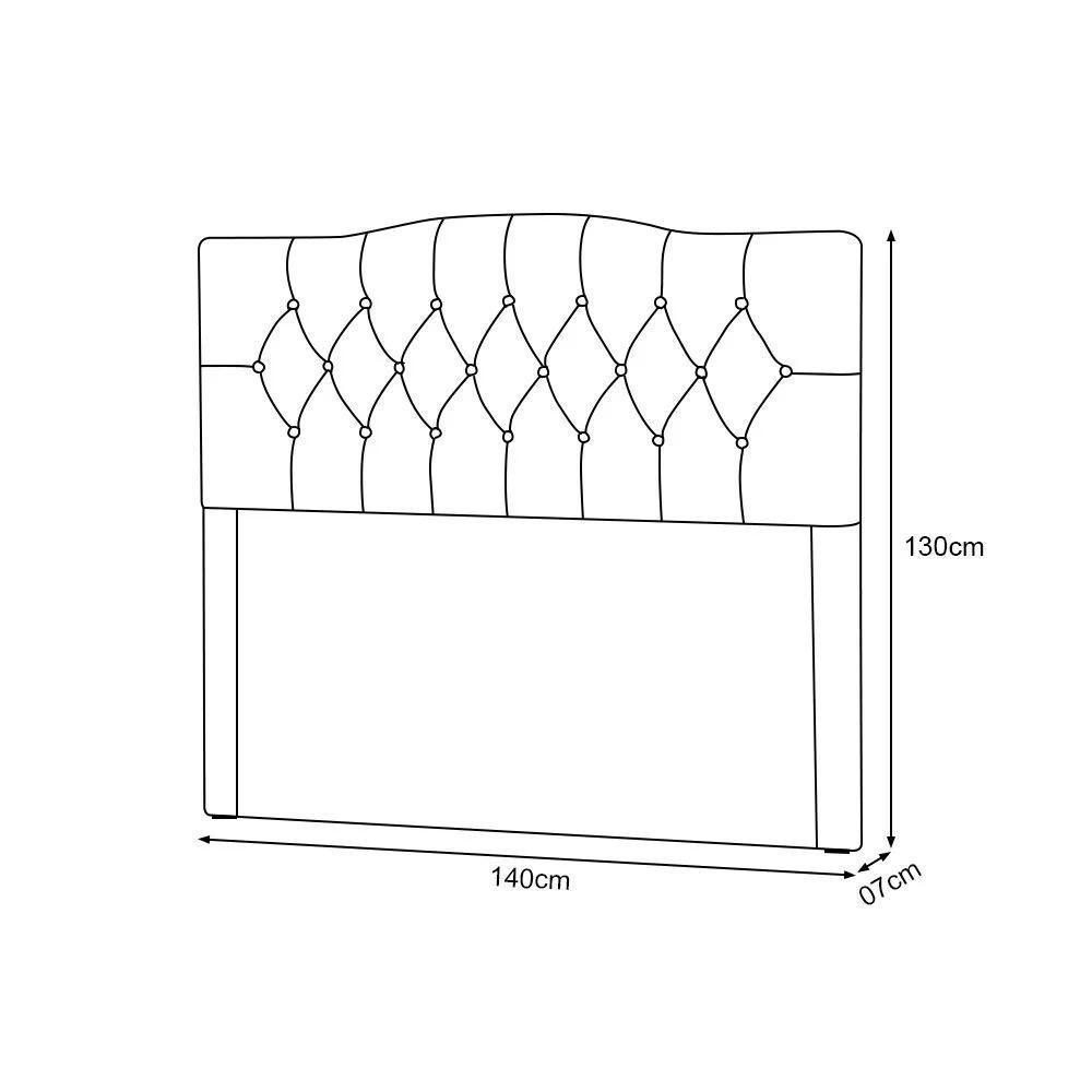 Cabeceira Casal Estofada Lari 140cm Design Tradicional Veludo Azul - 3