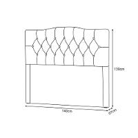 Cabeceira Casal Estofada Lari 140cm Design Tradicional Veludo Azul - 3