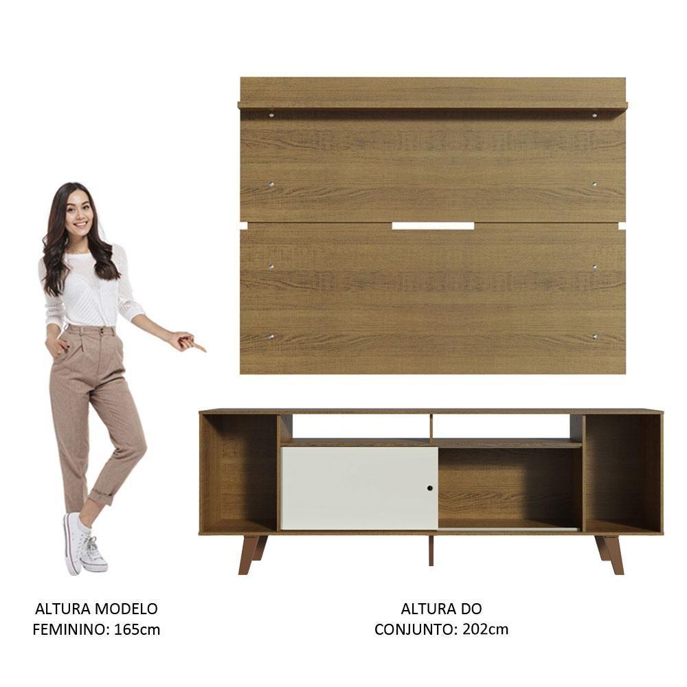 Rack Madesa Cancun com Pés e Painel para Tv Até 65'' Rustic - 9