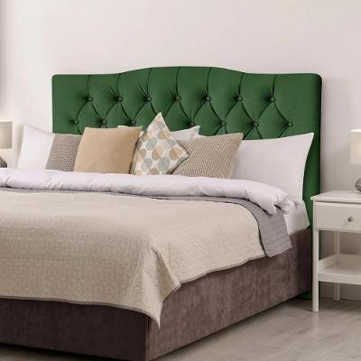 Cabeceira Casal Estofada Lari 160cm Design Tradicional Veludo Verde
