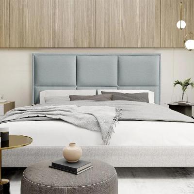 Cabeceira Casal Estofada Elegance 140cm Em Linho Cinza