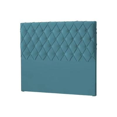 Cabeceira Casal Estofada Chicago Capitonê 140cm Veludo Azul