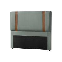 Cabeceira Queen Estofada Zeus 160cm Com Cintos De Couro Veludo Cinza Chumbo - 2