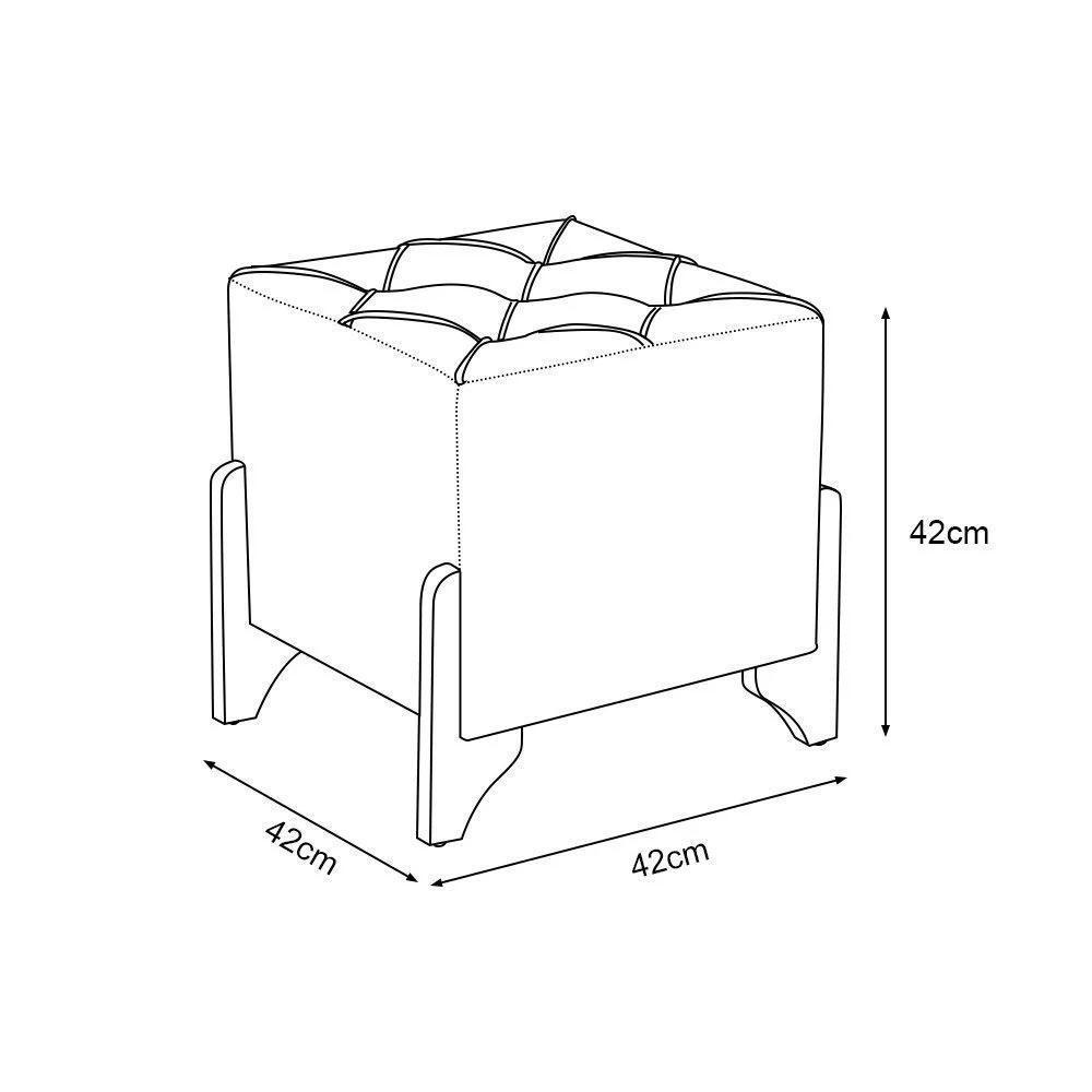 Kit 2 Puffs Decorativos Monet Base De Madeira Veludo Cinza - 4