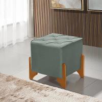 Kit 2 Puffs Decorativos Monet Base De Madeira Veludo Cinza - 2