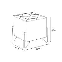 Kit 2 Puffs Decorativos Monet Base De Madeira Veludo Cinza - 4