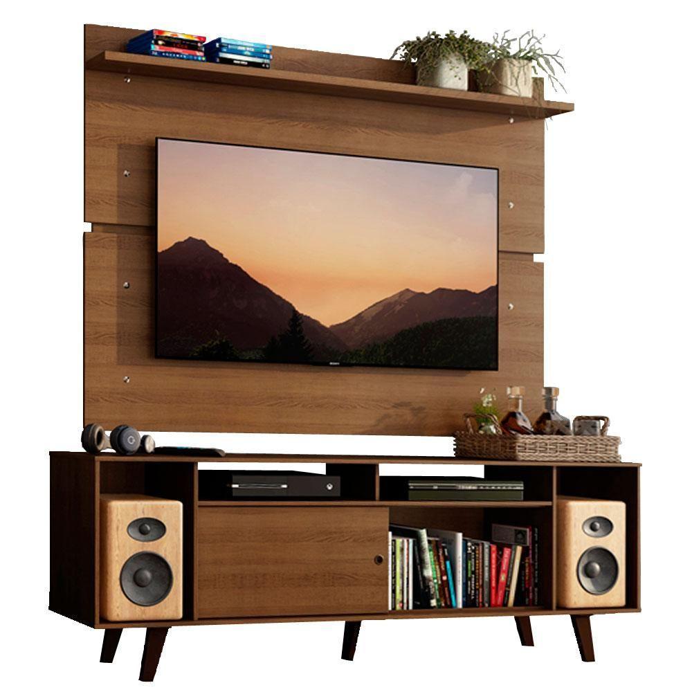 Rack Madesa Cancun com Pés e Painel para Tv Até 65'' Rustic - 1