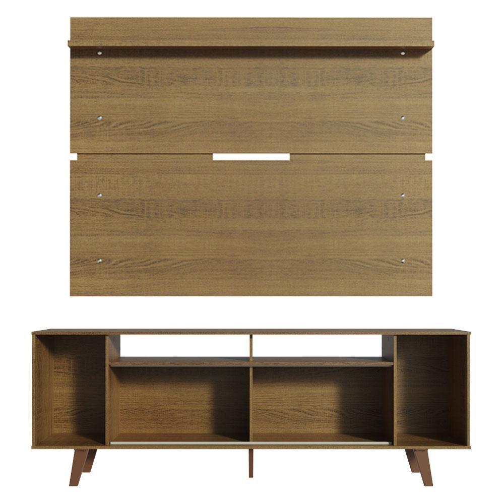Rack Madesa Cancun com Pés e Painel para Tv Até 65'' Rustic - 3