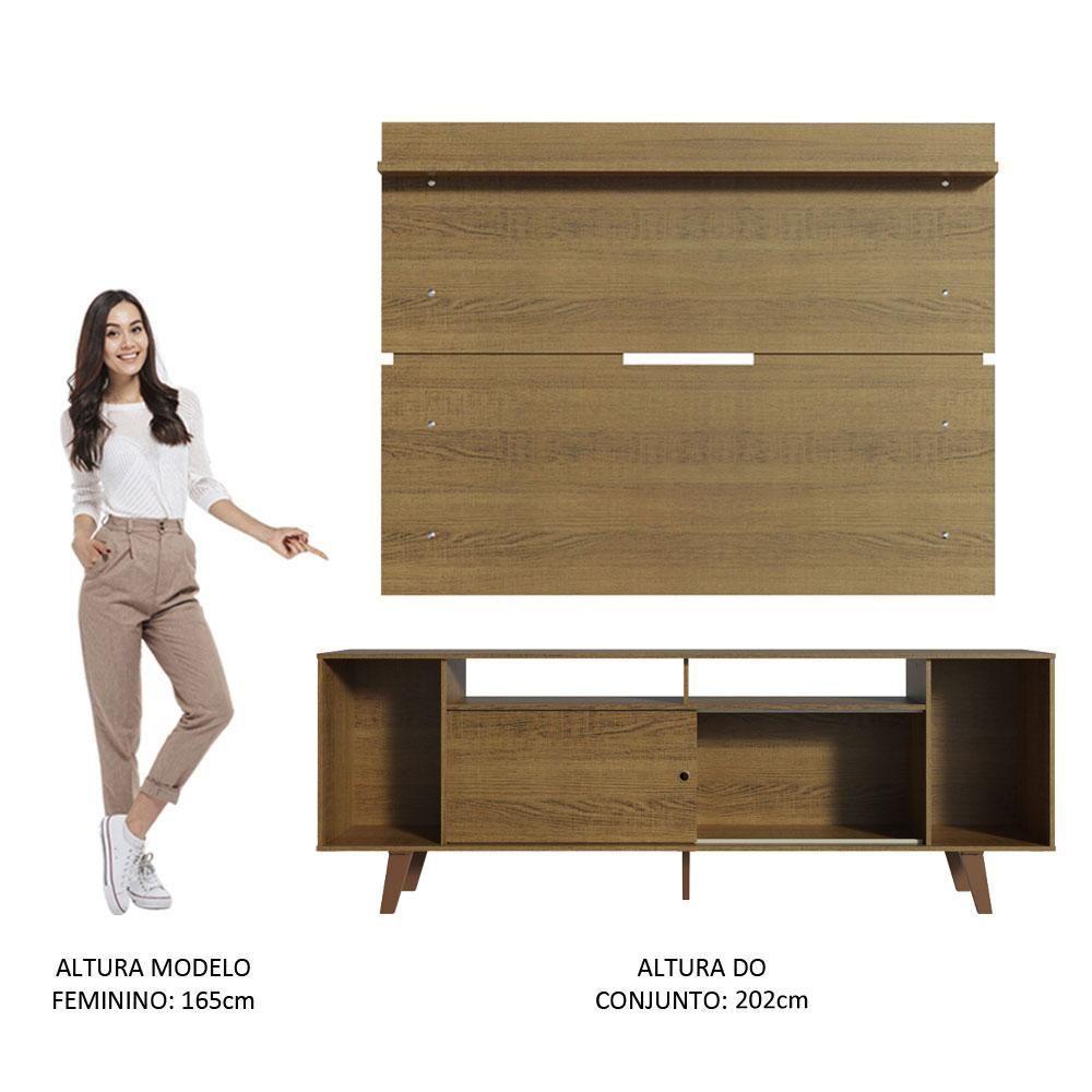 Rack Madesa Cancun com Pés e Painel para Tv Até 65'' Rustic - 7